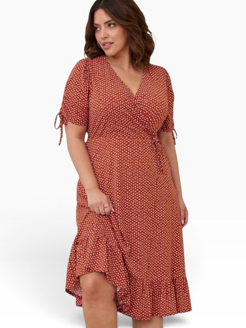 Torrid Midi Knit Wrap Polka Dot Dress